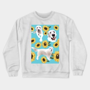 English Cream Golden Retriever Dog and Sunflowers Crewneck Sweatshirt